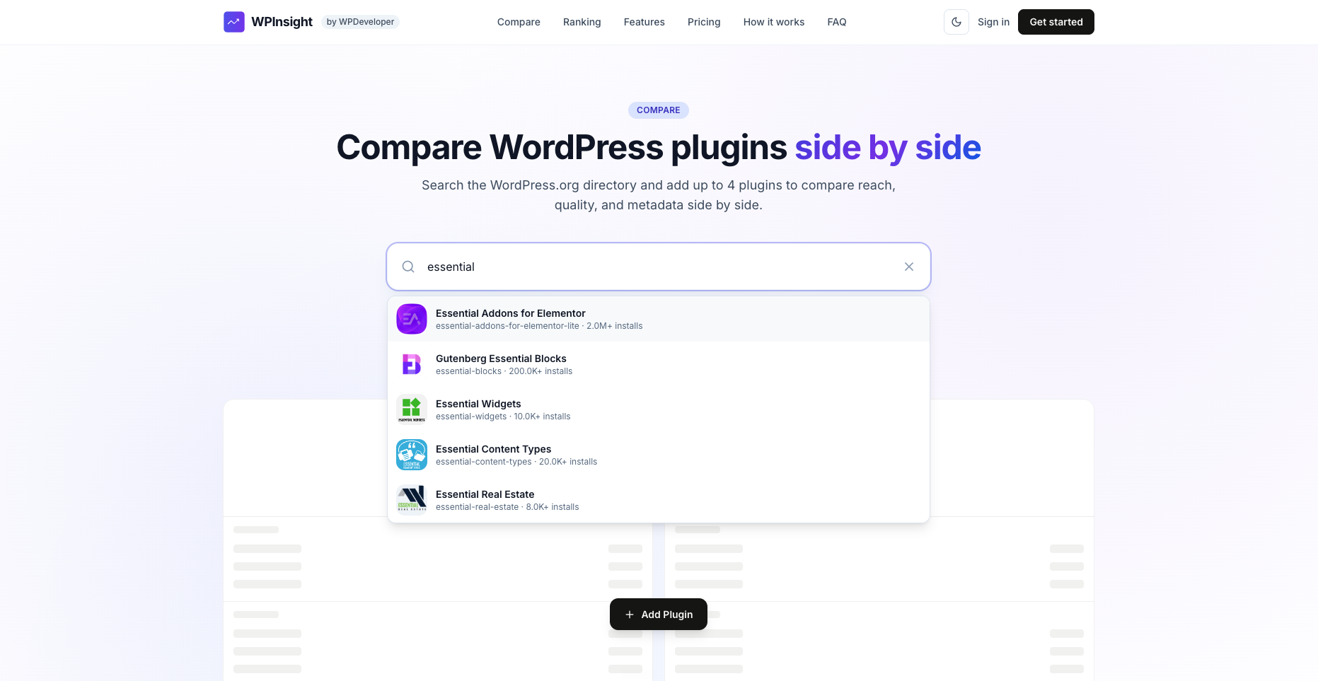 How to compare plugins