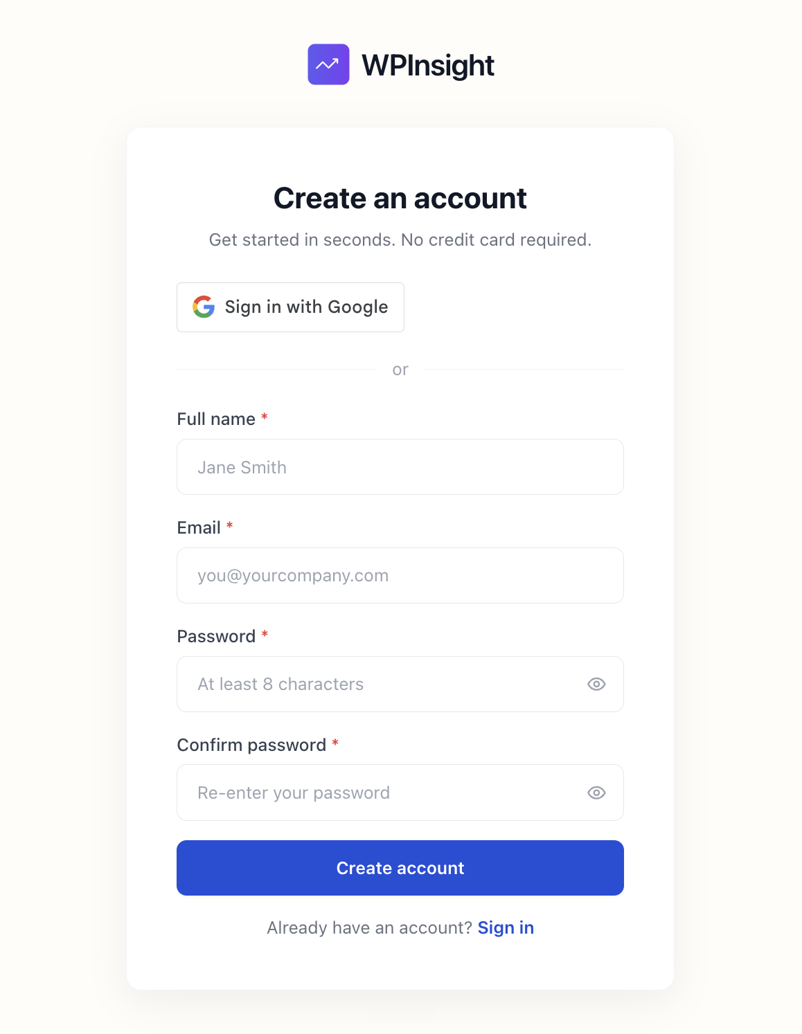 How to create your account