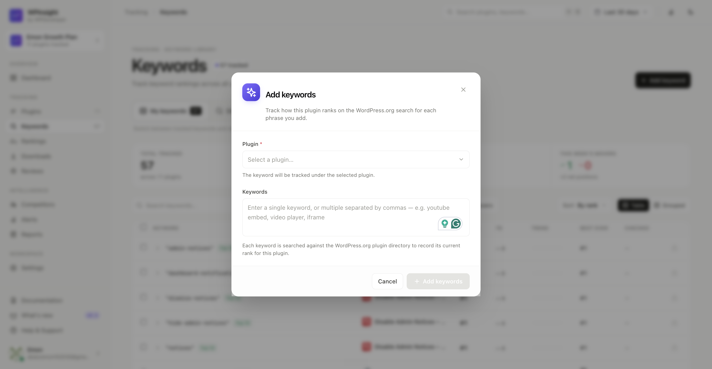 How to add keywords — enter and add