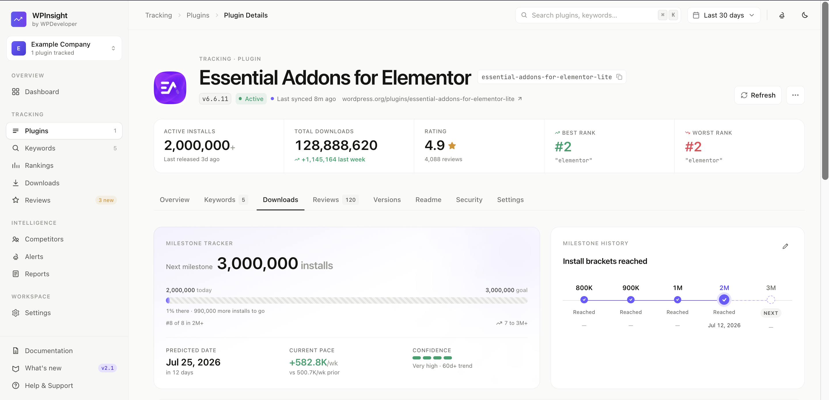 Plugin detail page — tabs