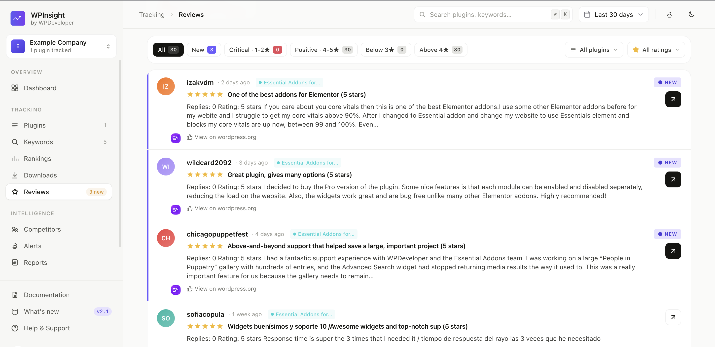 What the review overview shows — detail